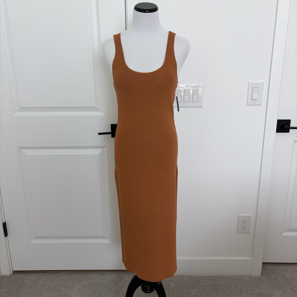 Sweater Sleeveless Tan Midi Dress